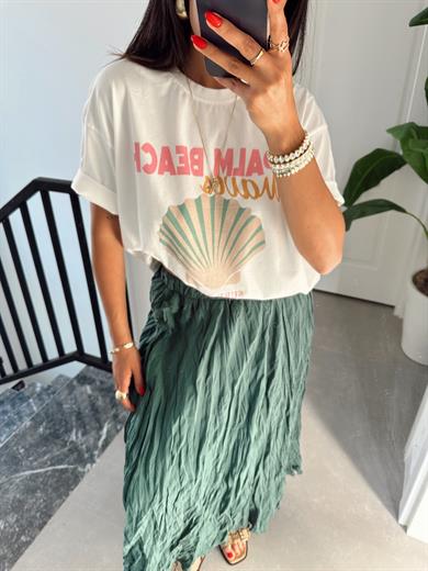 Ekru Palm Beach Baskılı Tshirt