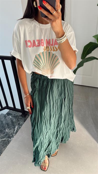 Ekru Palm Beach Baskılı Tshirt