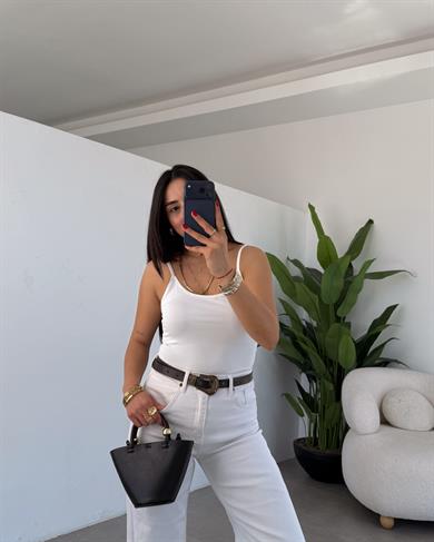 Ekru Polyemid İp Askılı Body