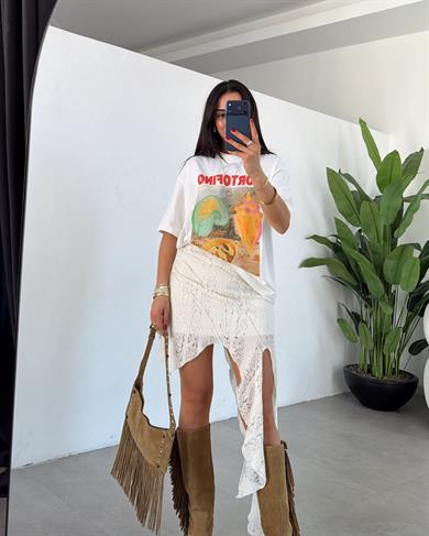 Ekru Portofino Baskılı Tshirt