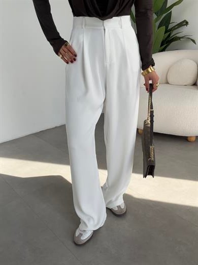 Ekru Premium Extra Yüksek Bel Palazzo Pantolon