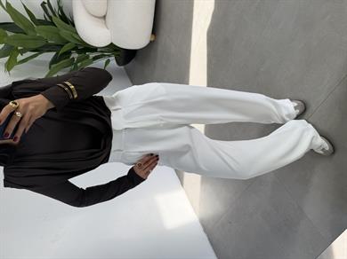 Ekru Premium Extra Yüksek Bel Palazzo Pantolon