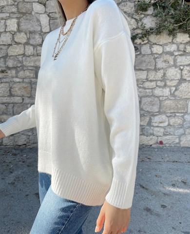 Ekru Salaş Triko Kazak