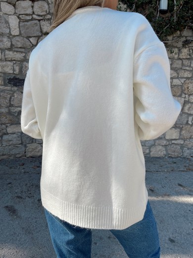 Ekru Salaş Triko Kazak