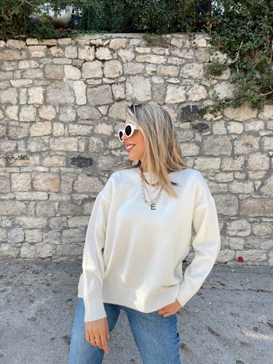 Ekru Salaş Triko Kazak