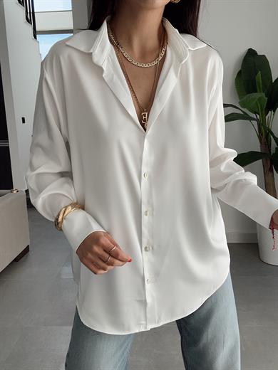 Ekru Saten Gömlek