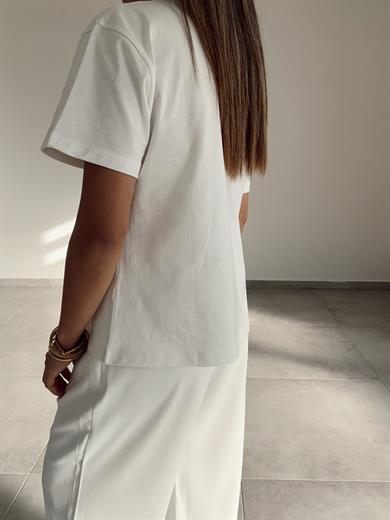 Ekru Taşlı Tshirt