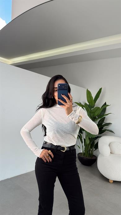 Ekru Transparan Bluz