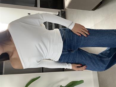 Ekru Uzun Kollu Asimetrik Bluz