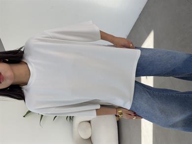 Ekru Yanları Yırtmaçlı Tişört