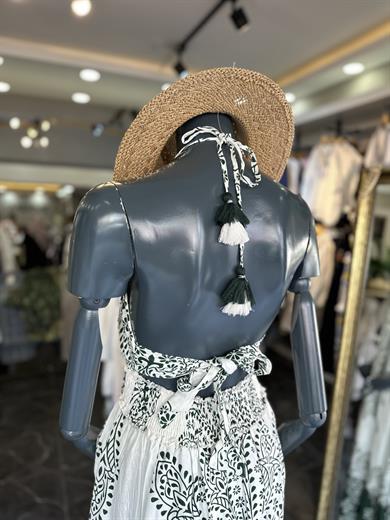 Ekru-Yeşil Hint Elbise