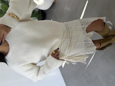 Ekru Yumoş Bol Kol Kazak