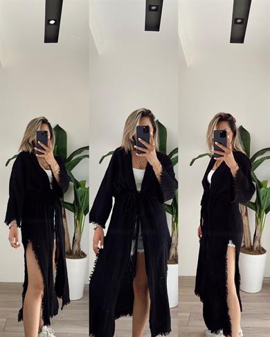 Elhamra Siyah Uzun Kimono