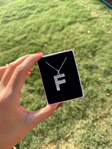 F Çelik Silver Harf Kolye
