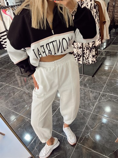 Fermuar Detaylı Kahve Sweat