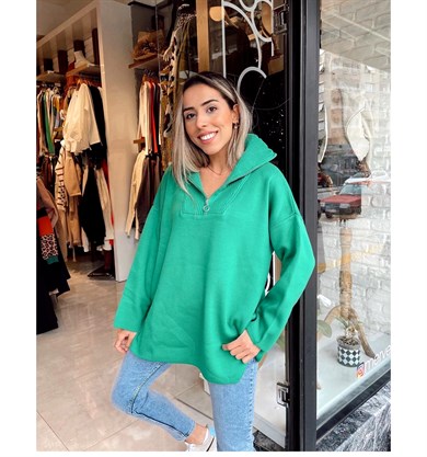 Fermuarlı Yırtmaçlı Benetton Triko