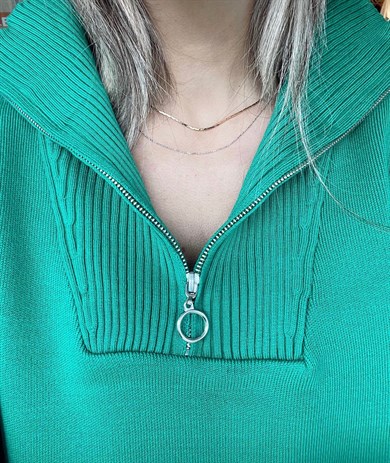 Fermuarlı Yırtmaçlı Benetton Triko