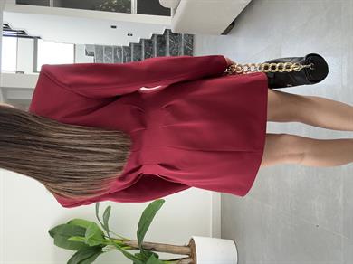 Fresno Bordo Blazer Etek Takım