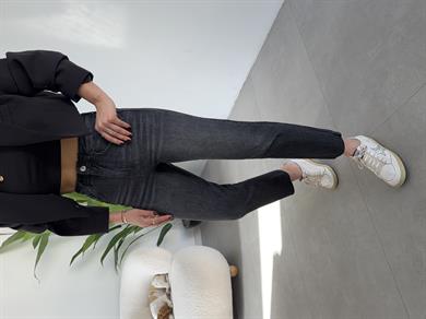 Füme Boyfit Kesik Paça Jean