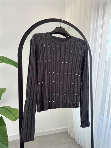 Füme Fitilli Taşlı Kazak