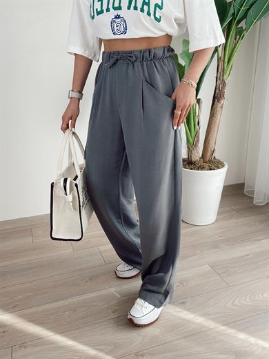 Füme Kargo Cep Keten Pantolon
