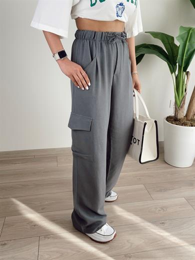 Füme Kargo Cep Keten Pantolon