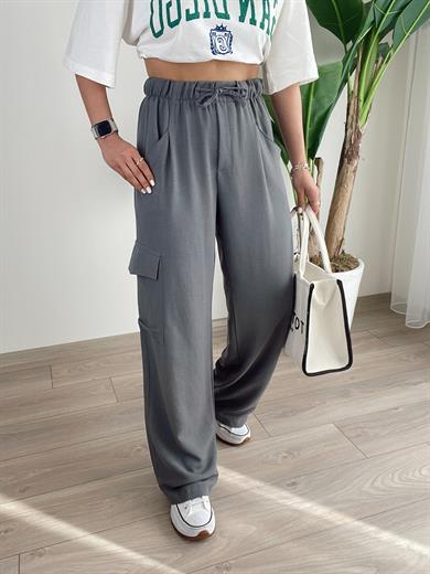 Füme Kargo Cep Keten Pantolon
