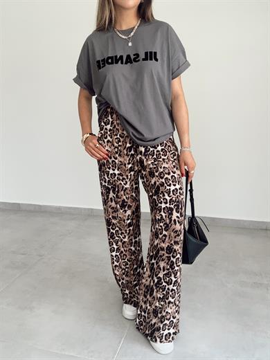 Füme-Siyah Yazılı Tişört