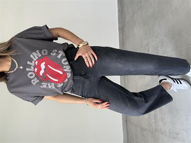 Füme Taş Baskılı Tişört