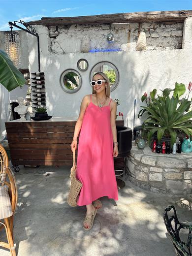 Fuşya Ayarlanabilir Askı Elbise