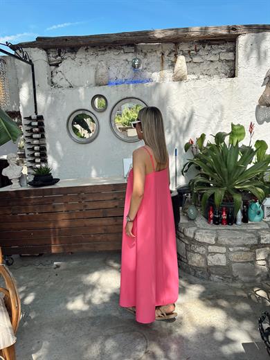 Fuşya Ayarlanabilir Askı Elbise