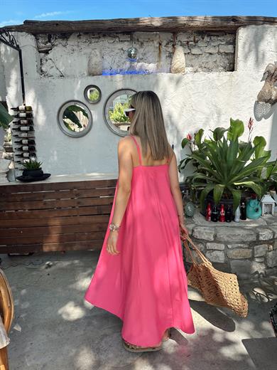 Fuşya Ayarlanabilir Askı Elbise