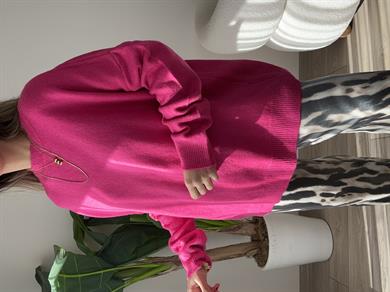 Fuşya Bisiklet Yaka Triko Kazak