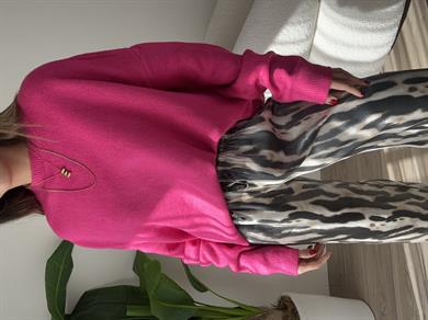 Fuşya Bisiklet Yaka Triko Kazak