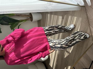 Fuşya Bisiklet Yaka Triko Kazak