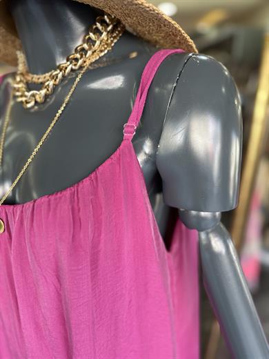 Fuşya İpek Saten İthal Elbise