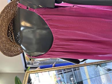 Fuşya İpek Saten İthal Elbise