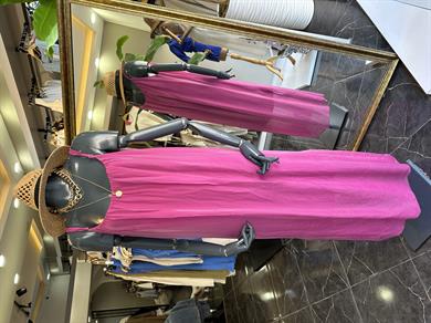 Fuşya İpek Saten İthal Elbise