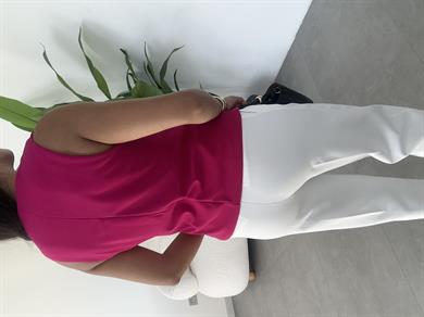 Fuşya Kare Yaka Astarlı Yelek