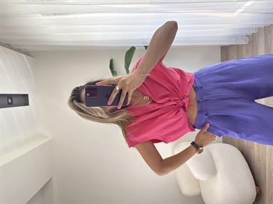 Fuşya Kolsuz Gömlek