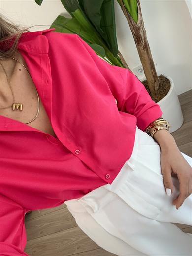 Fuşya Oversize Gömlek