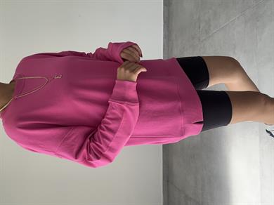 Fuşya Rezerve Yanları Yırtmaç Detaylı Sweat