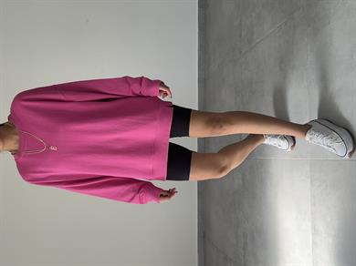 Fuşya Rezerve Yanları Yırtmaç Detaylı Sweat