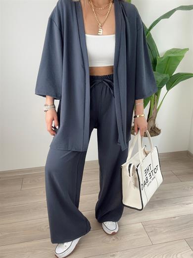 Galila Antrasit Kimono-Pantolon Takım