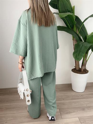 Galila Mint Yeşil  Kimono-Pantolon Takım