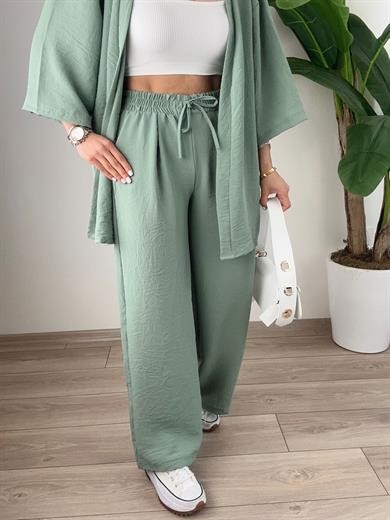 Galila Mint Yeşil  Kimono-Pantolon Takım