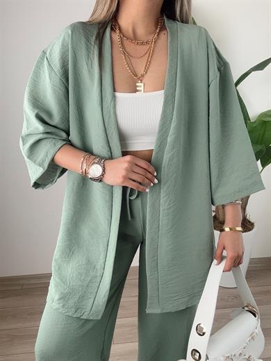 Galila Mint Yeşil  Kimono-Pantolon Takım