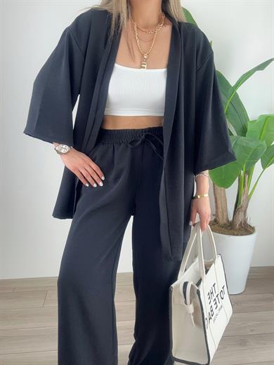 Galila Siyah  Kimono-Pantolon Takım