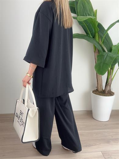 Galila Siyah  Kimono-Pantolon Takım