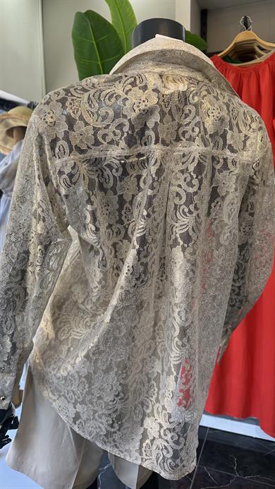 Gold Simli Güpürlü Gömlek